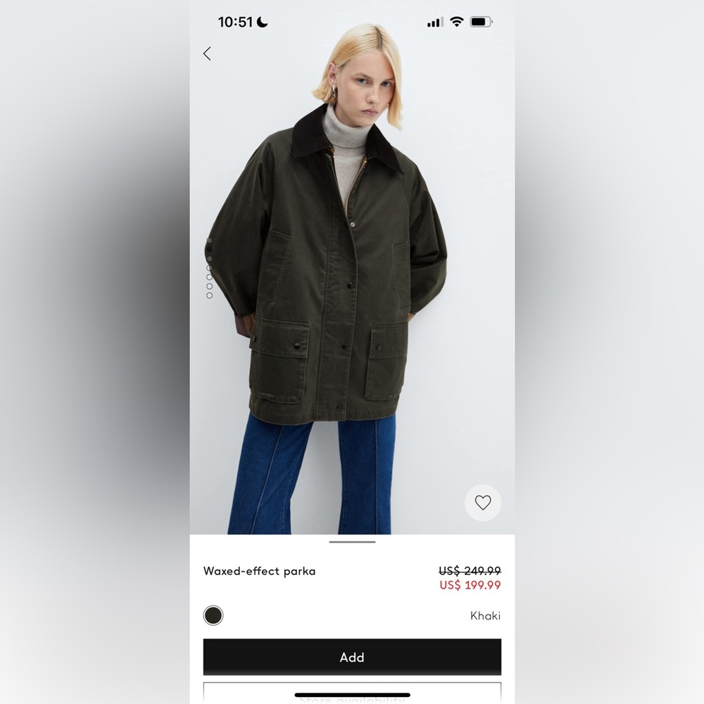 MANGO brand new - Waxed Effect Parka